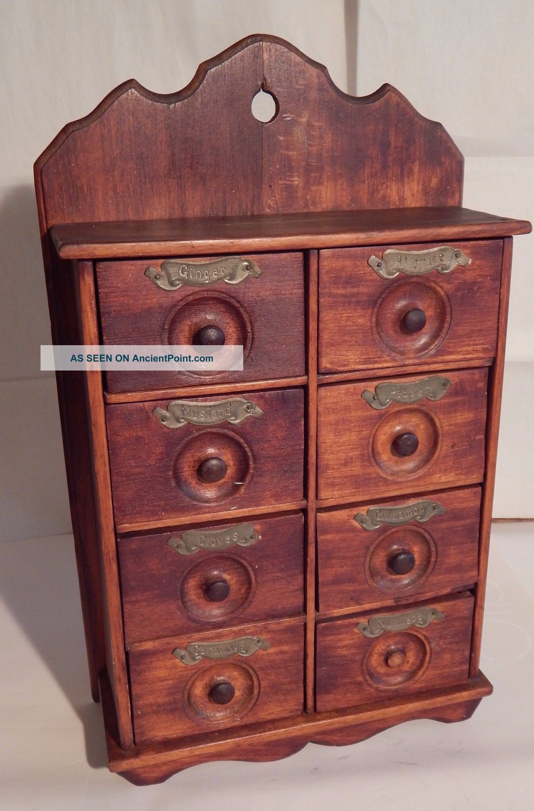 Antique Spice Box Cabinet 8 Drawer Wood Orig Patina American Farmhouse Primitives photo