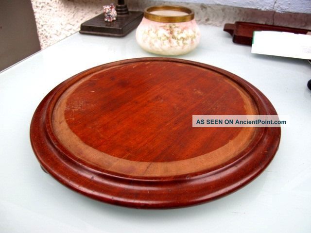 Antique Round Footed Mahogany Wood Bread Board Primitives photo