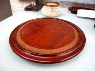 Antique Round Footed Mahogany Wood Bread Board photo