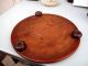 Antique Round Footed Mahogany Wood Bread Board Primitives photo 1