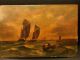 Antique 18 - 19th Century Marine Oil Painting On Board,  Stunning Frame,  Signed The Americas photo 2