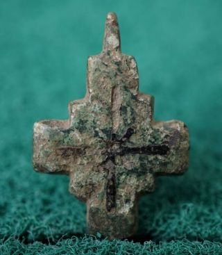 Ancient Viking Bronze Cross Pendant Amulet,  Circa 900 - 1000 Ad.  Rare Relic Vf photo