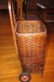 Antique Very Large Adirondack Pack Basket Primitive W/wheels Cart Primitives photo 2