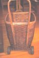 Antique Very Large Adirondack Pack Basket Primitive W/wheels Cart Primitives photo 4