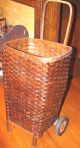 Antique Very Large Adirondack Pack Basket Primitive W/wheels Cart Primitives photo 5