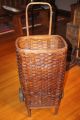Antique Very Large Adirondack Pack Basket Primitive W/wheels Cart Primitives photo 8