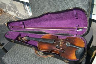 Antique Tiger Maple Violin In Case & Bow Nicolaus Amatus Fecit In Cremona 1643 photo