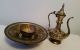 Arabic Coffee Tea Pot Ewer Basin Brass,  Copper Algeria Vintage Islamic photo 8