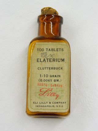 Vintage Eli Lilly Elaterium Clutterbuck Tablets Bottle Pharmacy Medicine photo