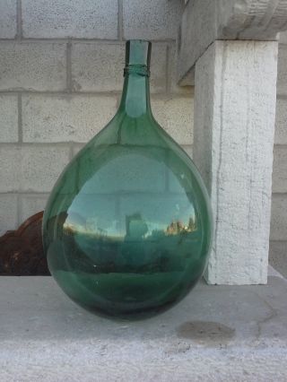 Antique Italian Blown Glass Flagon,  Big Bottle,  Old Bottle,  Antique Demijohn photo