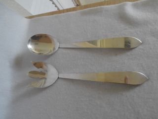 Silverplate Salad Serving Fork And Spoon By Laben photo