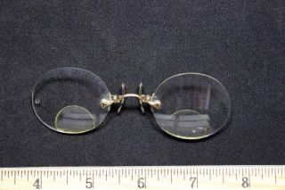 Antique Pince - Nez Eye Glasses / Spectacles Bi Focals 12k Gold Filled With Hole photo