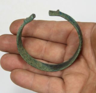 Viking Bronze Bracelet. ,  Dragon ' S Head.  Excelent,  Huge Size. photo