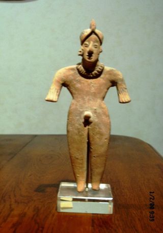 Museum Quality Pre - Columbian Statue Of Male Figure West Mexico 100 Bc - 300 Ad photo