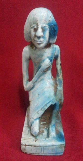 Ancient Blue Statue Of The Egyptian Writer photo