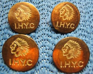 4 Antique Brass Buttons Ihyc Indian Harbor Yacht Club Jr Gaunt & Son London photo