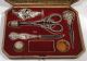 Antique 1860s Hand Painted Sewing Etui With Silver Tools & Figural Needle Case Tools, Scissors & Measures photo 3