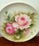 Vtg Handpainted Pink Rose Floral Design Decorative Plate Wall Display Art Plates & Chargers photo 2