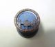 Antique - Victorian Brass Picture Button - Blue Sky & Vine Draped Fence - 9/16 
