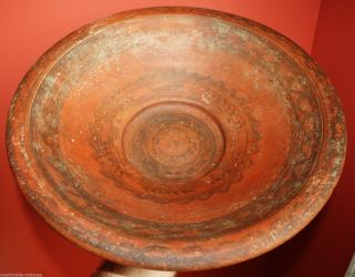 Antique Redware Bowl,  Cypriot Black On Red Clay Ancient Greek Decorated Pottery photo