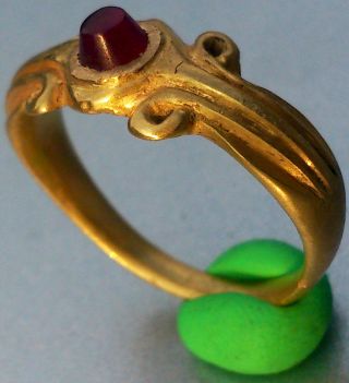 Pure Gold Ancient Roman Red Stone Ring & Rare photo