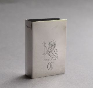 Charming Antique Sterling Silver Matchbook Case Holder W/ Lion Design 15 G photo