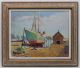 1961 Vintage V.  C.  Weaver Rockport School Fishing Boat Oil Painting Other Maritime Antiques photo 1