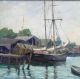 1959 V.  Weaver Rockport School Sailboat Dock Harbor Oil Painting Nr Other Maritime Antiques photo 3
