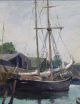 1959 V.  Weaver Rockport School Sailboat Dock Harbor Oil Painting Nr Other Maritime Antiques photo 4
