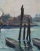 1959 V.  Weaver Rockport School Sailboat Dock Harbor Oil Painting Nr Other Maritime Antiques photo 5