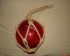 Blown Glass Red Nautical Fishing Float With Rope Netting Fishing Nets & Floats photo 1
