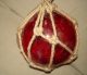 Blown Glass Red Nautical Fishing Float With Rope Netting Fishing Nets & Floats photo 4