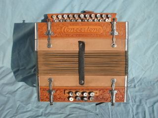 Antique 1920s Concertone Button Box Accordion/concertina Vintage photo