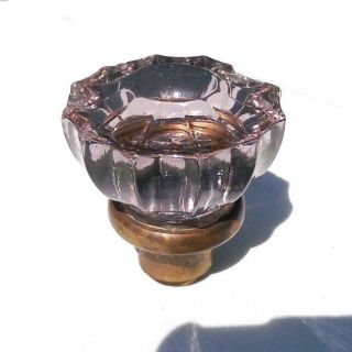 Antique 16 Point Light Purple Glass Doorknob Amethyst Brass Shank Door Knob photo