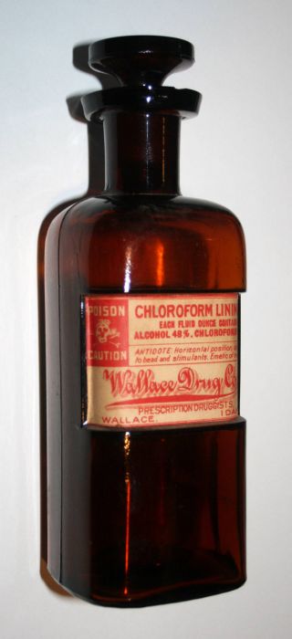 6 Inch Amber Poison Medicine Bottle With Label Sm Chip photo