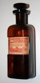 6 Inch Amber Poison Medicine Bottle With Label Sm Chip Bottles & Jars photo 1