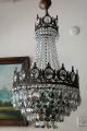 Antique Vintage Big French Basket Style Crystal Chandelier Lamp 1940s.  16in Dmtr Chandeliers, Fixtures, Sconces photo 10