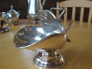 Lovely Hand Engraved Silver Plated Sugar Scuttle & Scoop photo