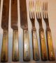 12 Antique Steer/bovine Bone Handled Flatware 6 Knives & 6 Forks Frary Cutlery Other Antique Home & Hearth photo 2