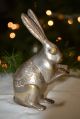 Vintage Solid Metal Etched Bunny Rabbit Figurine Other Antique Silverplate photo 1