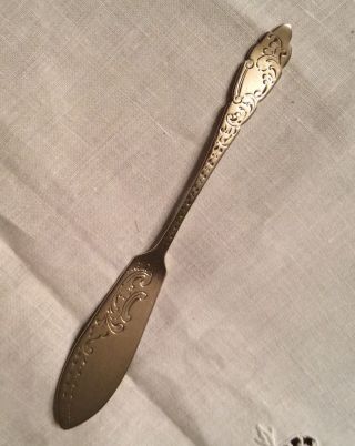 Vintage Antique Chased/engraved Sterling Butter Knife Hallmarked Circa Late 1800 photo
