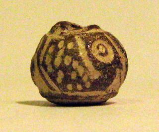 Pre - Columbian Black Large Spotted Birds Bead.  Guaranteed.  Authentic photo