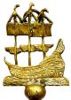 Antique Fireplace Shovel Nautical Fire Tool Brass/bronze Figural Ship Oscar Bach Hearth Ware photo 1