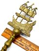 Antique Fireplace Shovel Nautical Fire Tool Brass/bronze Figural Ship Oscar Bach Hearth Ware photo 3