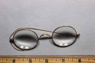 Antique Spectacles / Eye Glasses Gold Filled Frames & Thick Lenses Marked J.  C.  F. photo