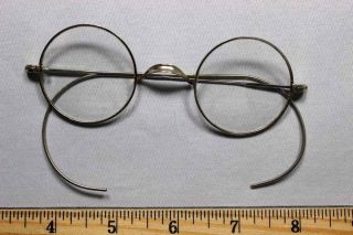 Antique Spectacles Eye Glasses Round Lenses Silver Tone Frames Marked A Inside C photo