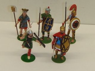 Vtg Alymer Spain Lead Toy Soldiers Greek Roman Barbarian Figure Figurine 5 Pc photo