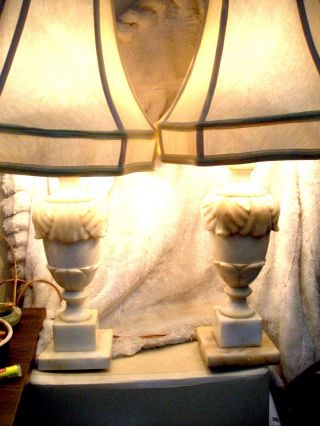 Gorgeous Vintage & Italian Marble Alabaster Table Lamps photo