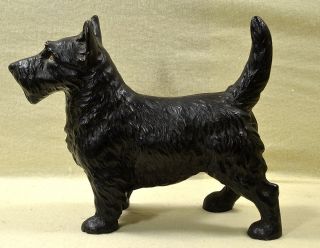 Antique Cast Iron Scottish Terrier Scotty Dog Door Stop - Hubley photo