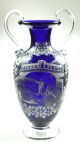 1800 ' S Italy Glass Cobalt Vase Urn Enamel Painting Gondolier Rialto Bridge Scene Vases photo 2